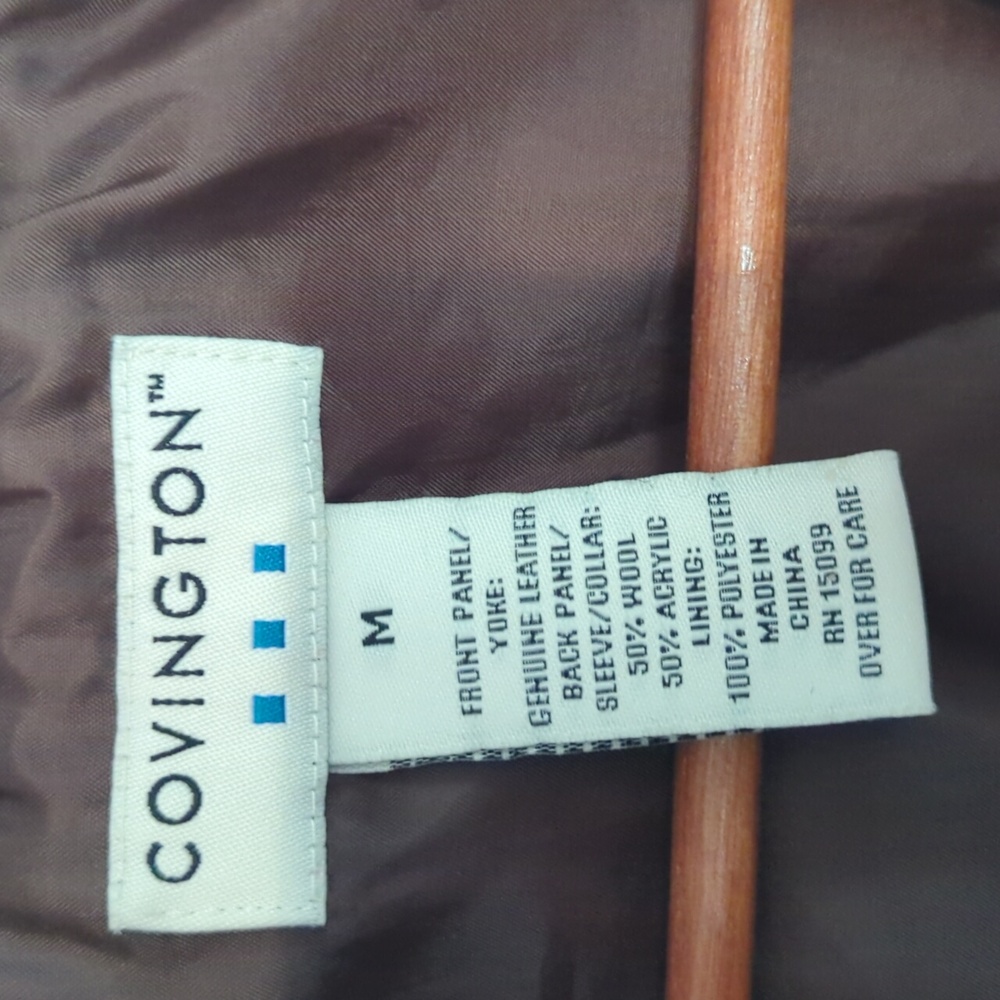 Women's Brown Leather And Sweater Jacket - Picture 4 of 6